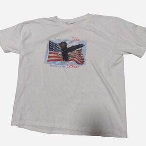 White‎ American flag eagle Cotton t shirt size Large